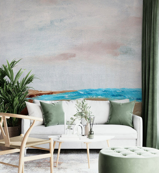 Coastal Serenity Wall Mural with beach view

