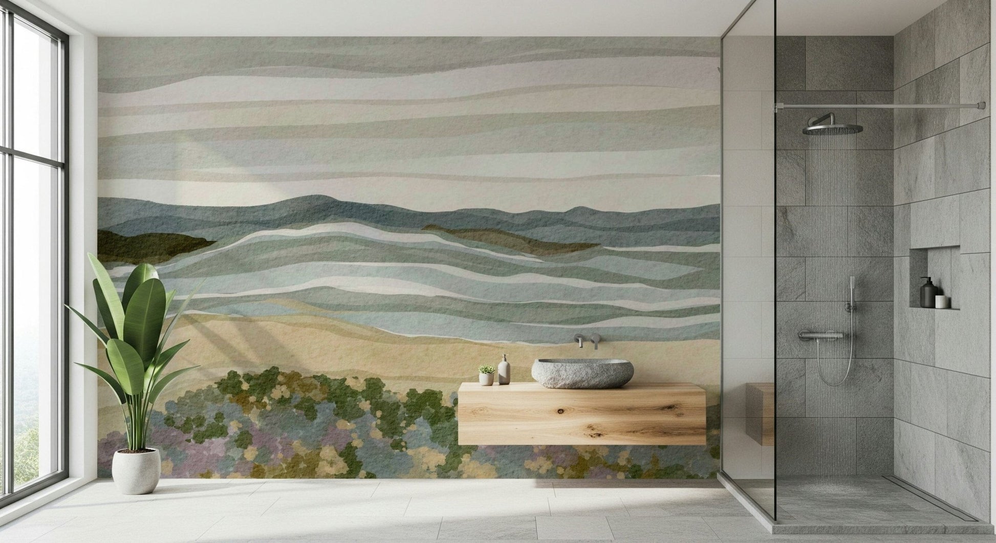 Beach dune Coastal Serenity art for a peaceful, rustic wall mural.