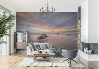 A contemplative gentle stone wallpaper mural for a feature wall.