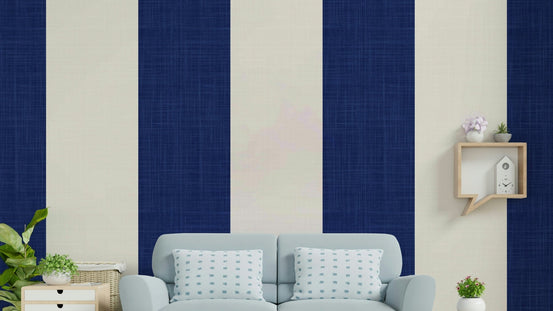 Beach house wall with navy and white stripes, GD1109
