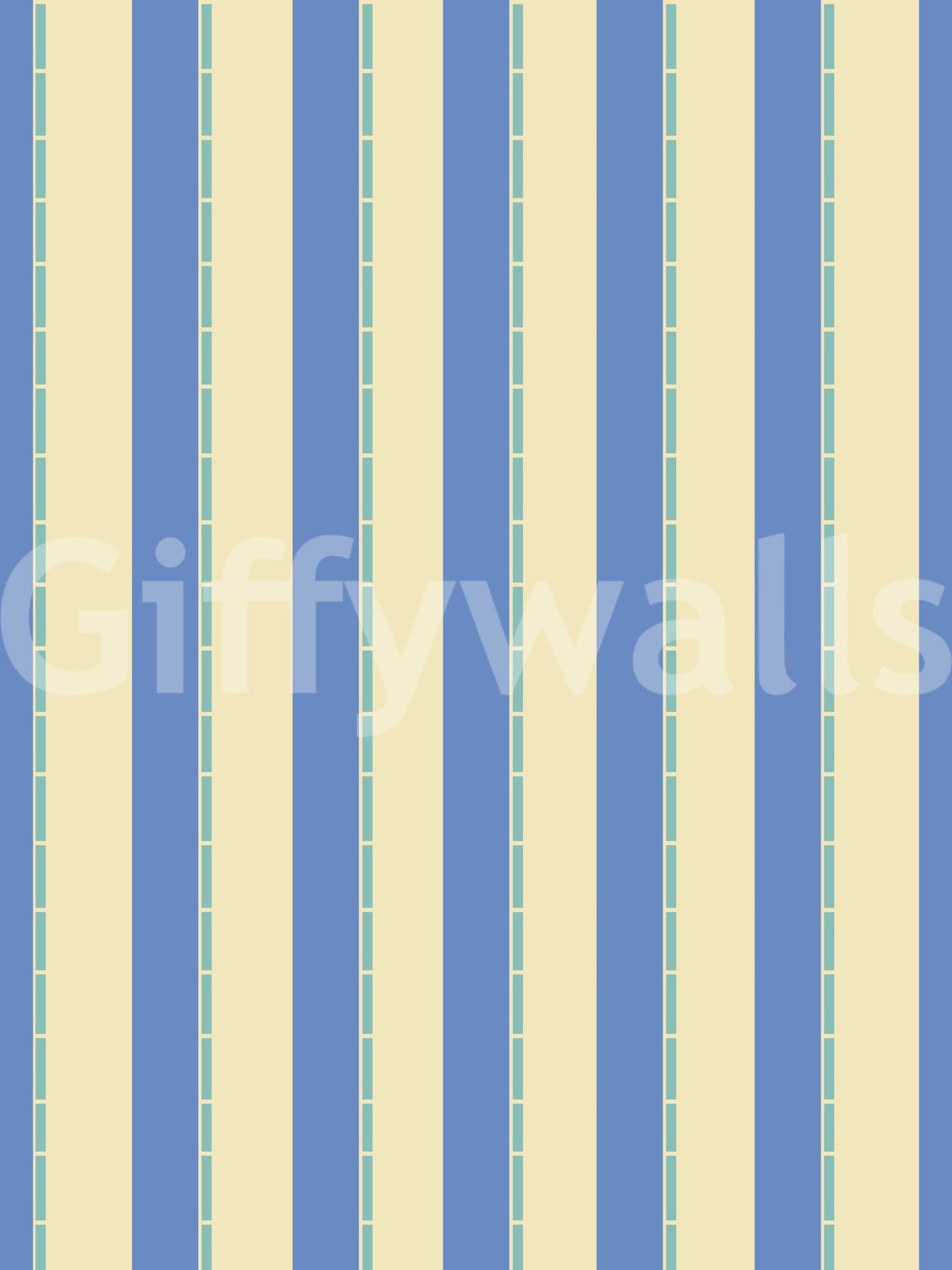 Coastal Stripes Wallpaper with blue and beige vertical bands in a calm repeat layout