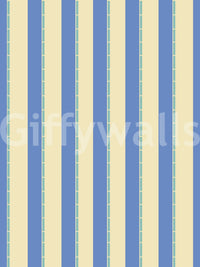 Coastal Stripes Wallpaper with blue and beige vertical bands in a calm repeat layout