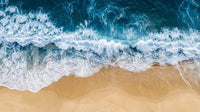 Coastal Surge Wall Mural with foamy blue waves rolling onto a warm sandy shore, GD8672