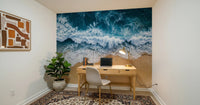 Study room softened by Coastal Surge Wall Mural and sandy beach tones, GD8672