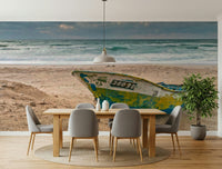 Rustic fishing skiff Coastal Vessel  unique wallcovering.