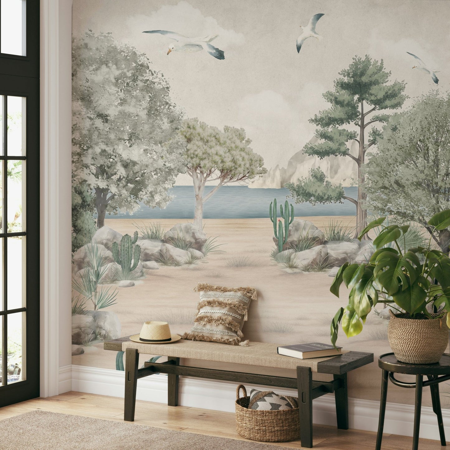 Mural wallpaper of a tranquil coastal vista

