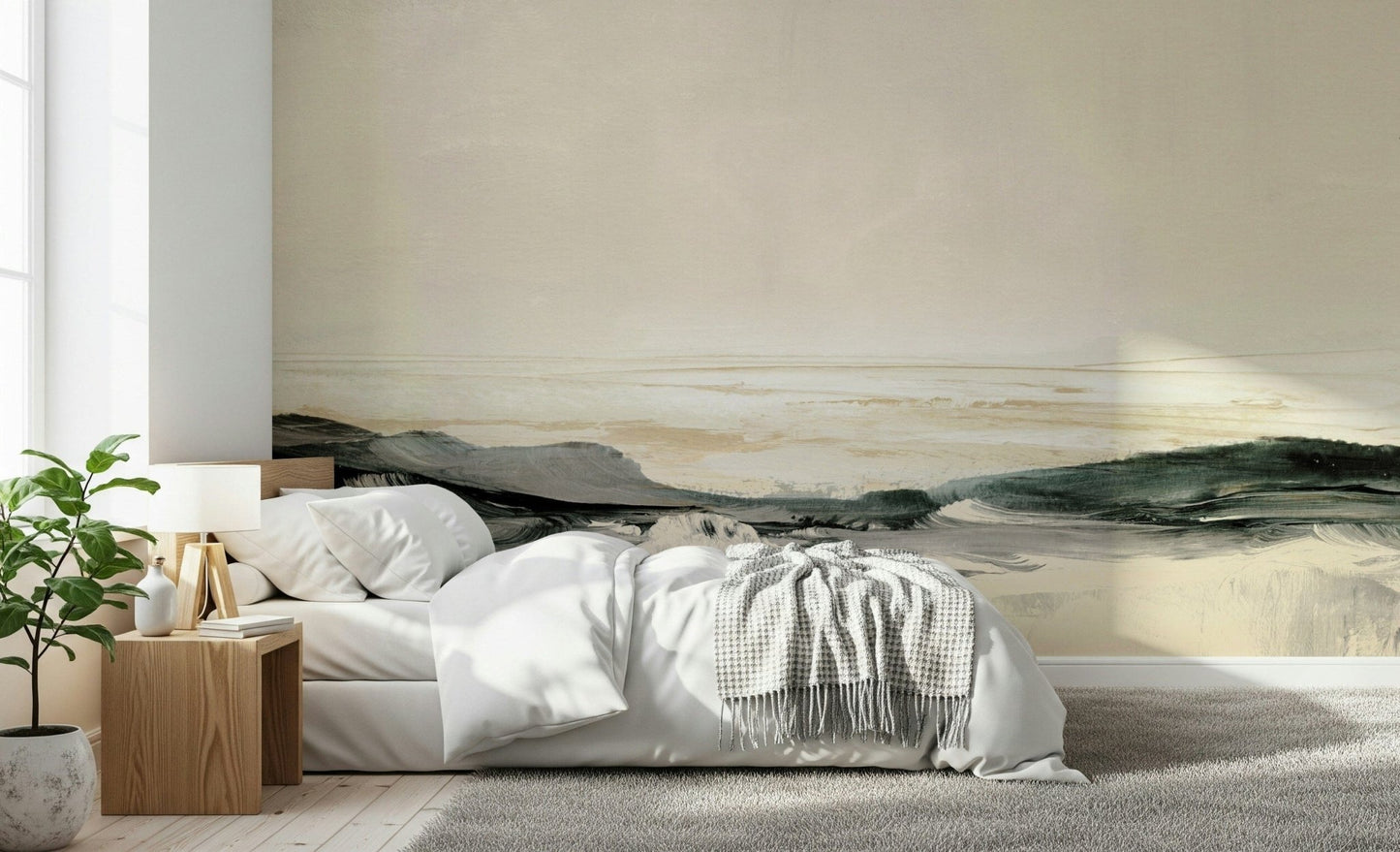 A calming water movement wallpaper mural that defines a space., GD5573