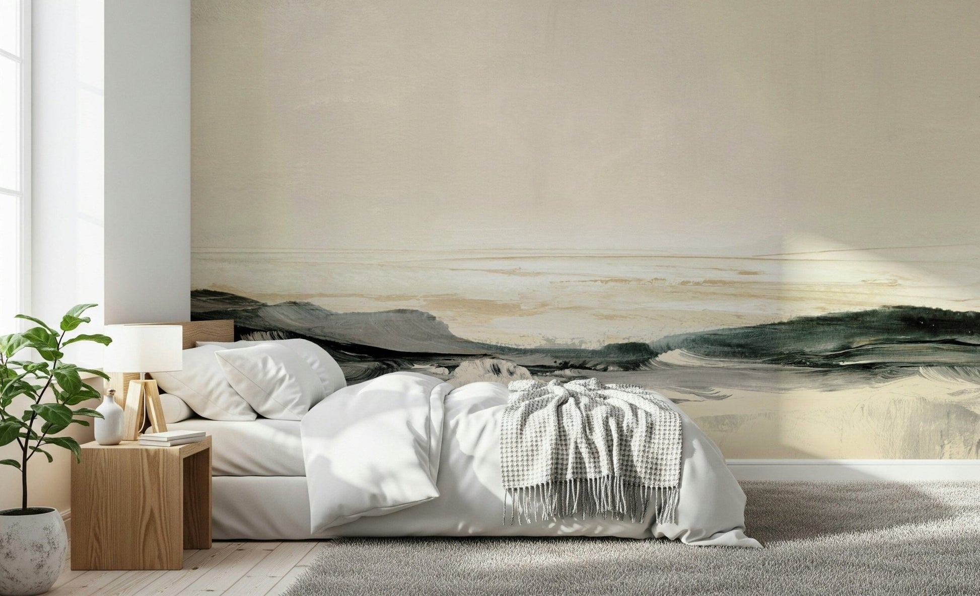 A calming water movement wallpaper mural that defines a space., GD5573
