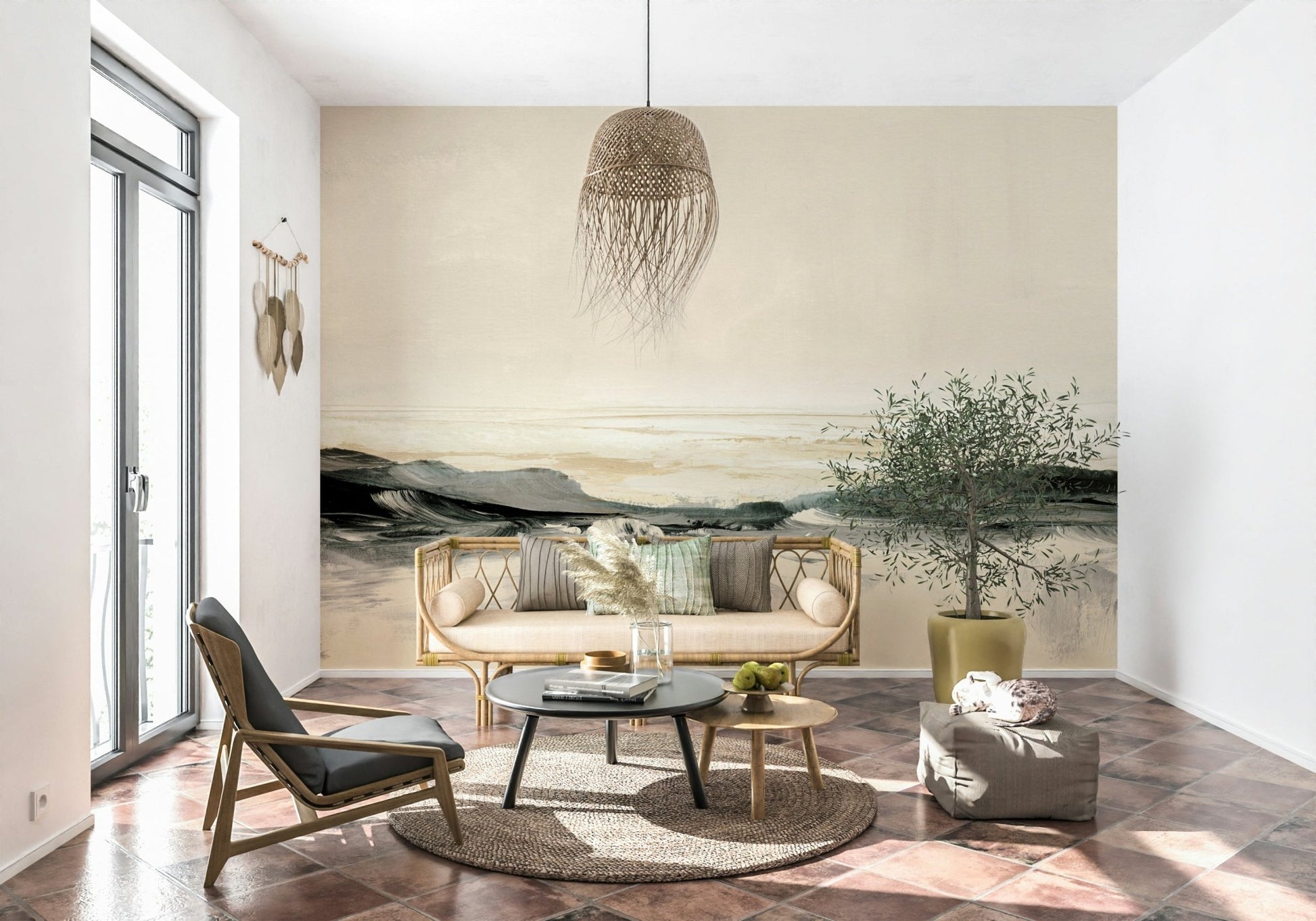 An artistic nature seascape mural for home decor., GD5573