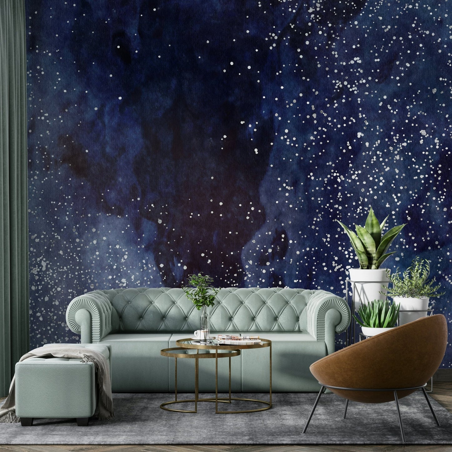 Galaxy design in cobalt for vibrant home decor.

