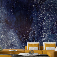 Cobalt blue galaxy mural for stylish walls.

