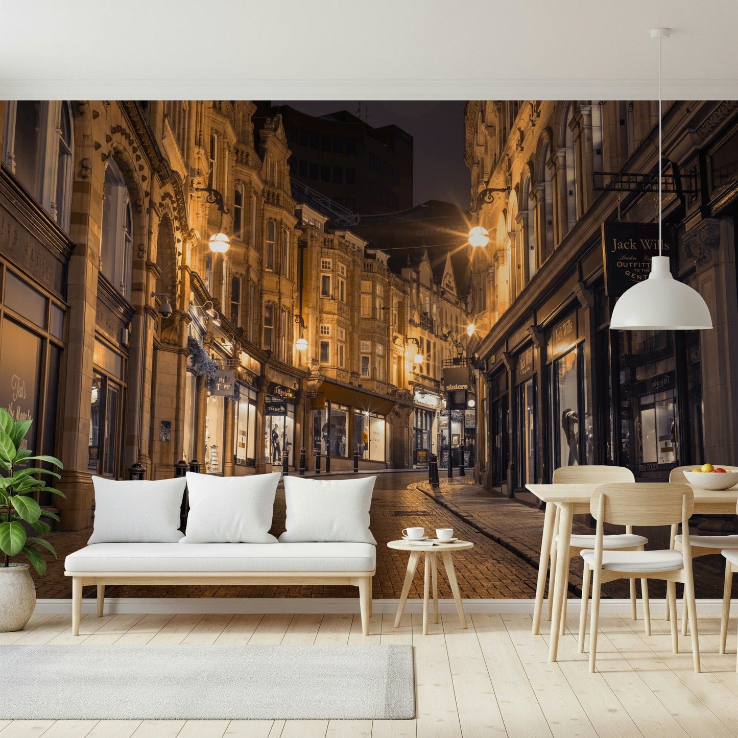 Cobblestone Street Nights Wall Mural