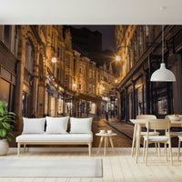 Cobblestone Street Nights Wall Mural