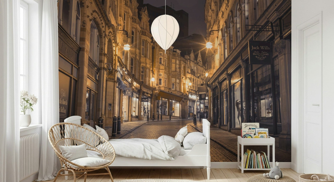 Cobblestone Street Nights Wall Mural