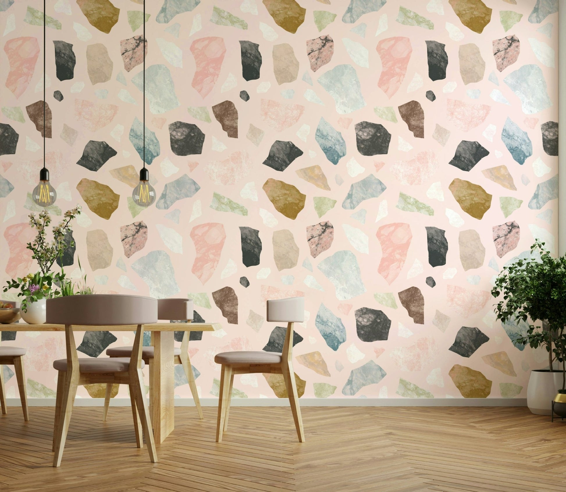 Soft, flowing motifs in Cocceiomotiflow wallpaper for walls

