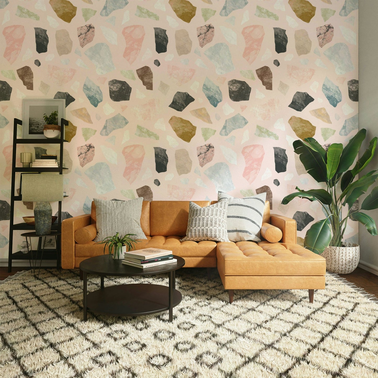 Elegant, muted tones in Cocceiomotiflow wallpaper for rooms

