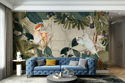 Soft tropical wallpaper with palm trees, GD2554