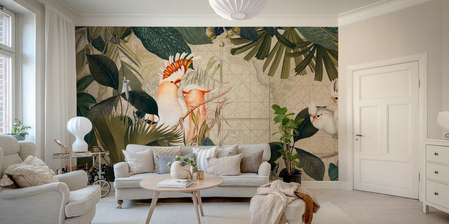 Fun nature wallpaper with birds and trees

