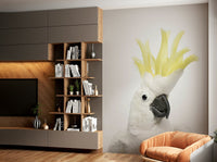 Playful bird and foliage wall mural

