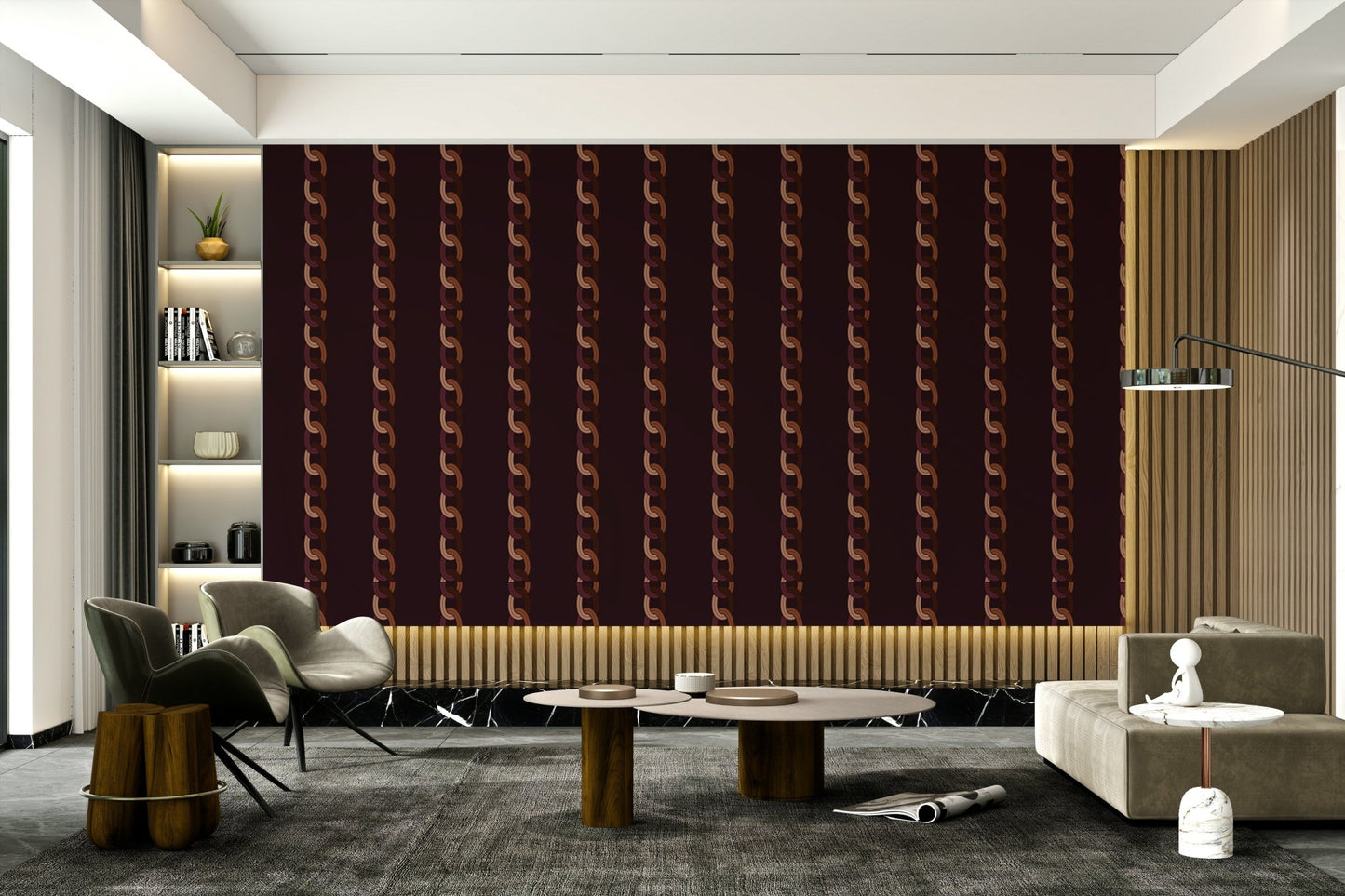 The pattern feels contemporary and geometric.

