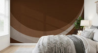 Cocoa shades wrap a master bedroom with Rhythm Waves Abstract Geometric wall mural.GD9551