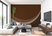 Curves trace the living room with Cocoa Rhythm Geometric wall mural.GD9551