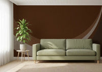 Rich brown tones flow through a lounge in Cocoa Rhythm Waves Abstract wall mural.GD9551