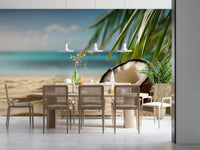 Matte finish Coconut Dreams Wall Mural on a large master bedroom wall.