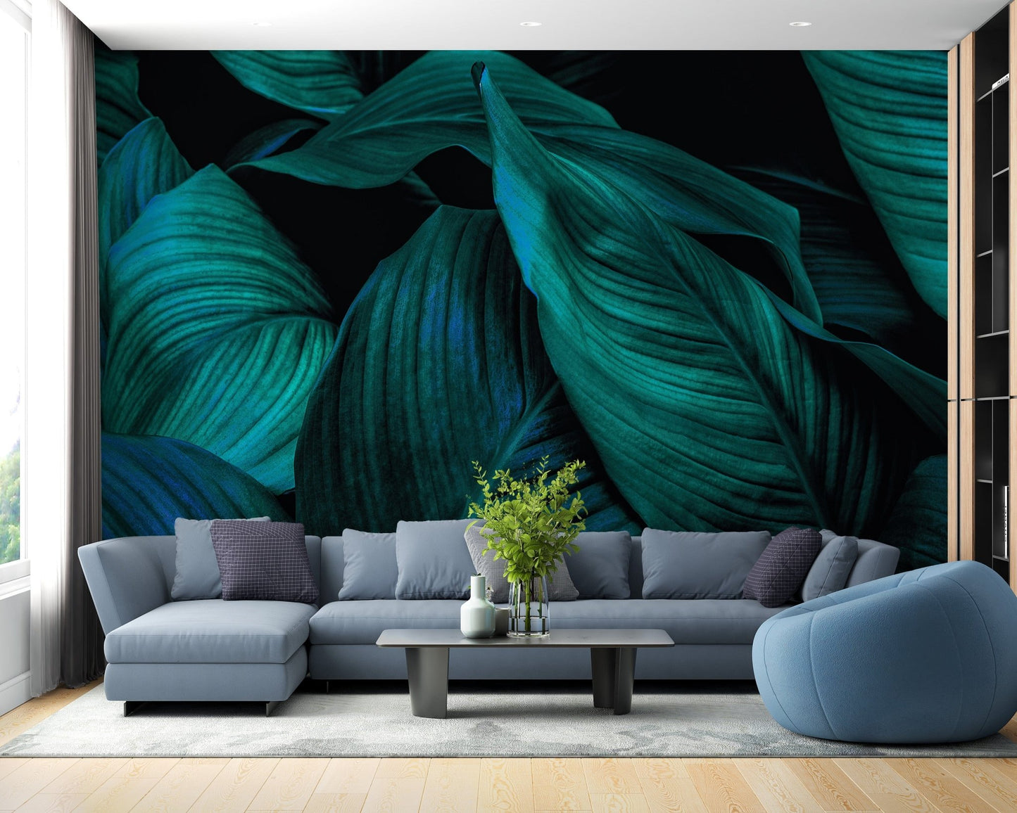 Metallic Tropical Foliage Wallpaper Murals - Giffywalls A624