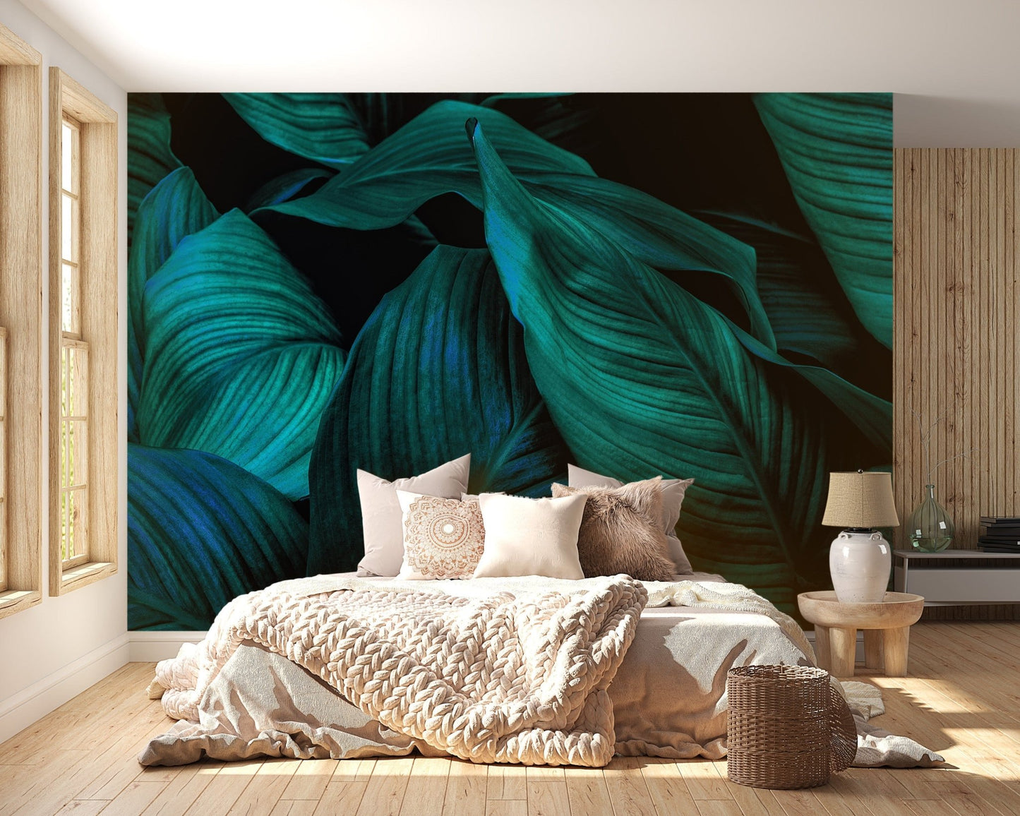 Metallic Tropical Foliage Wallpaper Murals - Giffywalls A624