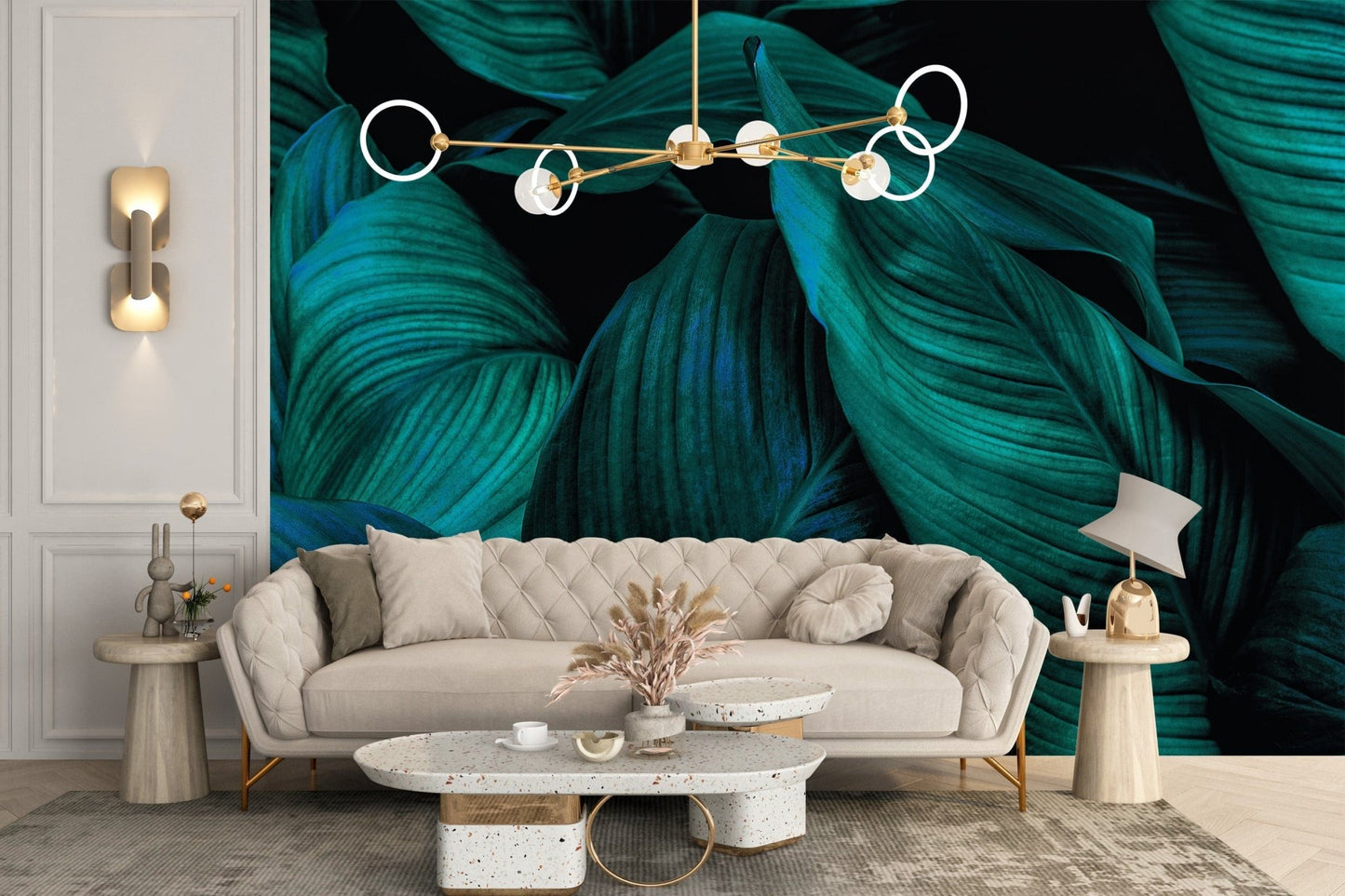 Metallic Tropical Foliage Wallpaper Murals - Giffywalls A624