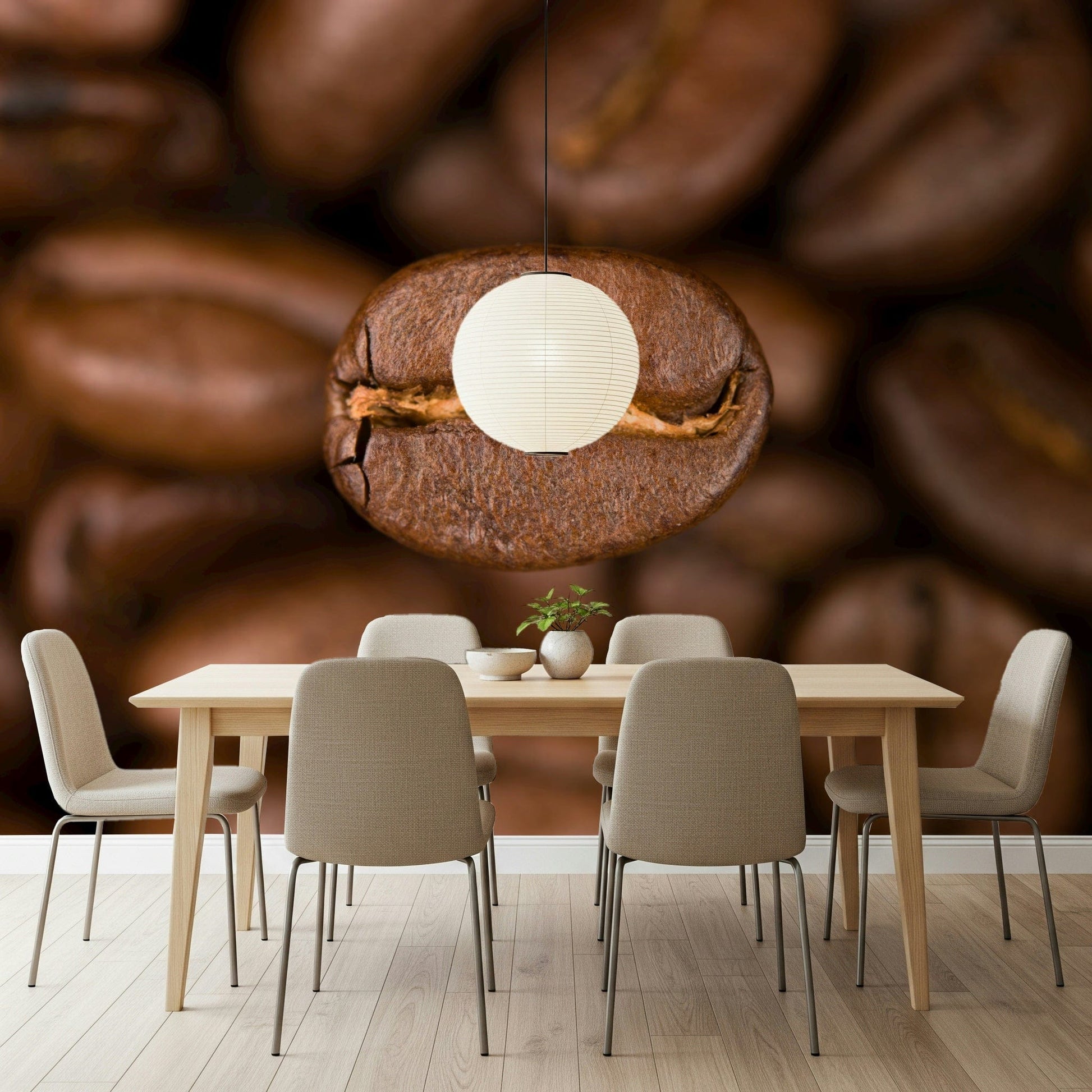 Focusing on the split of a freshly roasted coffee bean wall mural