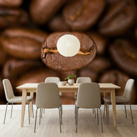 Focusing on the split of a freshly roasted coffee bean wall mural