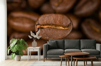 Wall mural of deep hazel coffee grain close-up wallpaper.