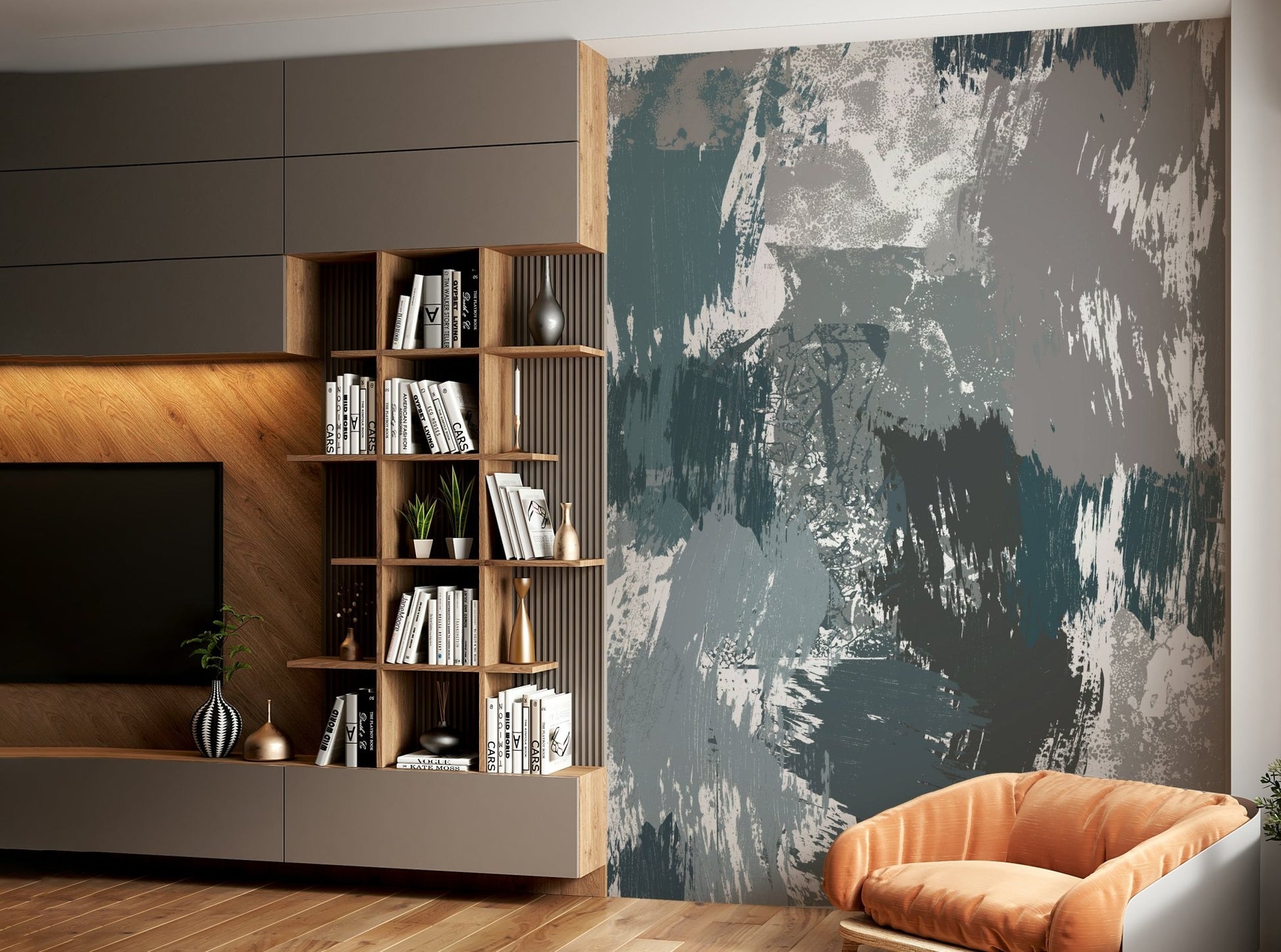 A beautiful wide-angle wall mural of a snowy range., GD5151