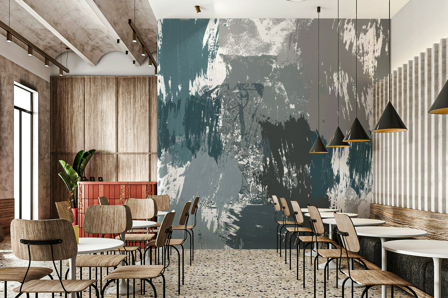 A peaceful winter vista mural on decorative wallpaper., GD5151