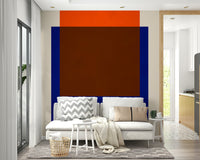 The colors are soft, muted tones of terracotta, blush pink, mustard yellow, and olive green.

