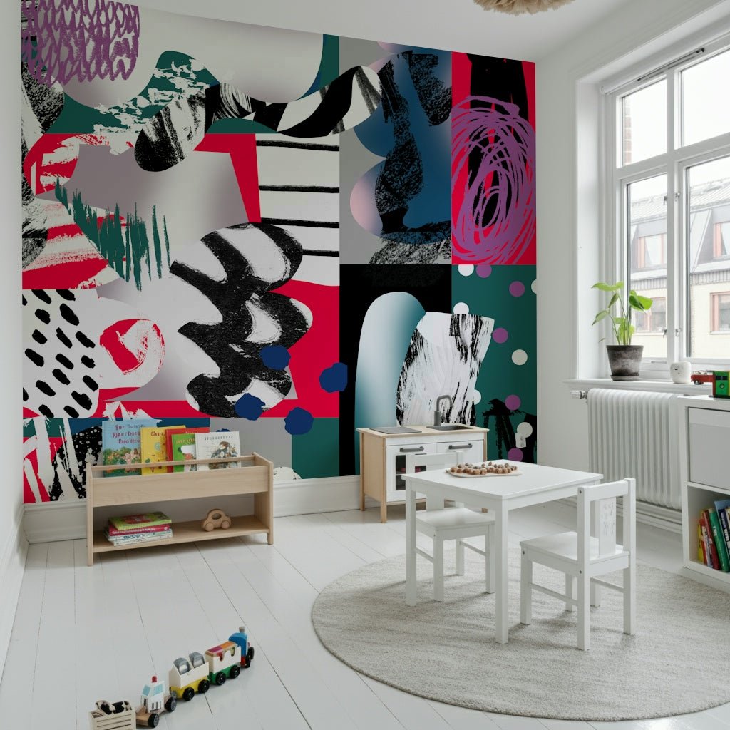 A beautiful modern art wall mural for a living room.