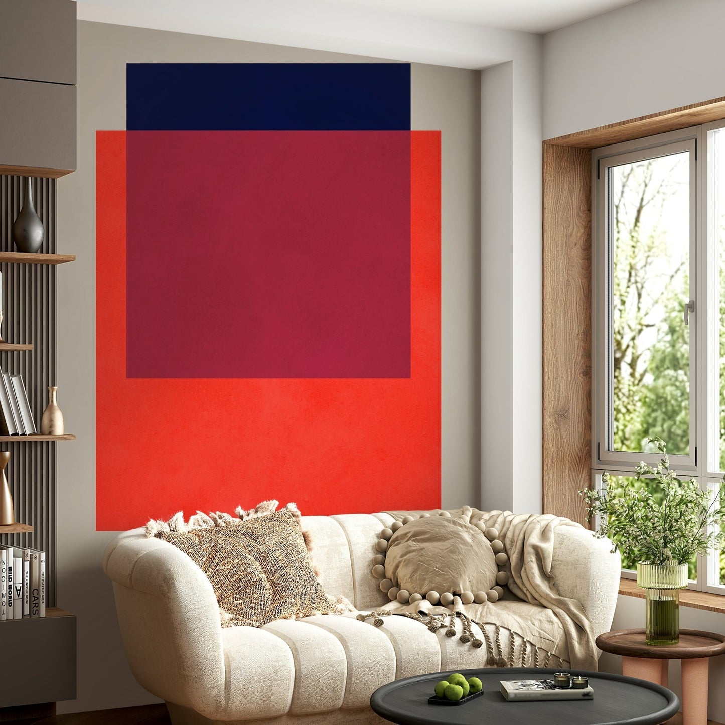 The colors are soft, muted tones of deep ochre, burnt sienna, olive green, muted teal, and dusty rose. GD3422

