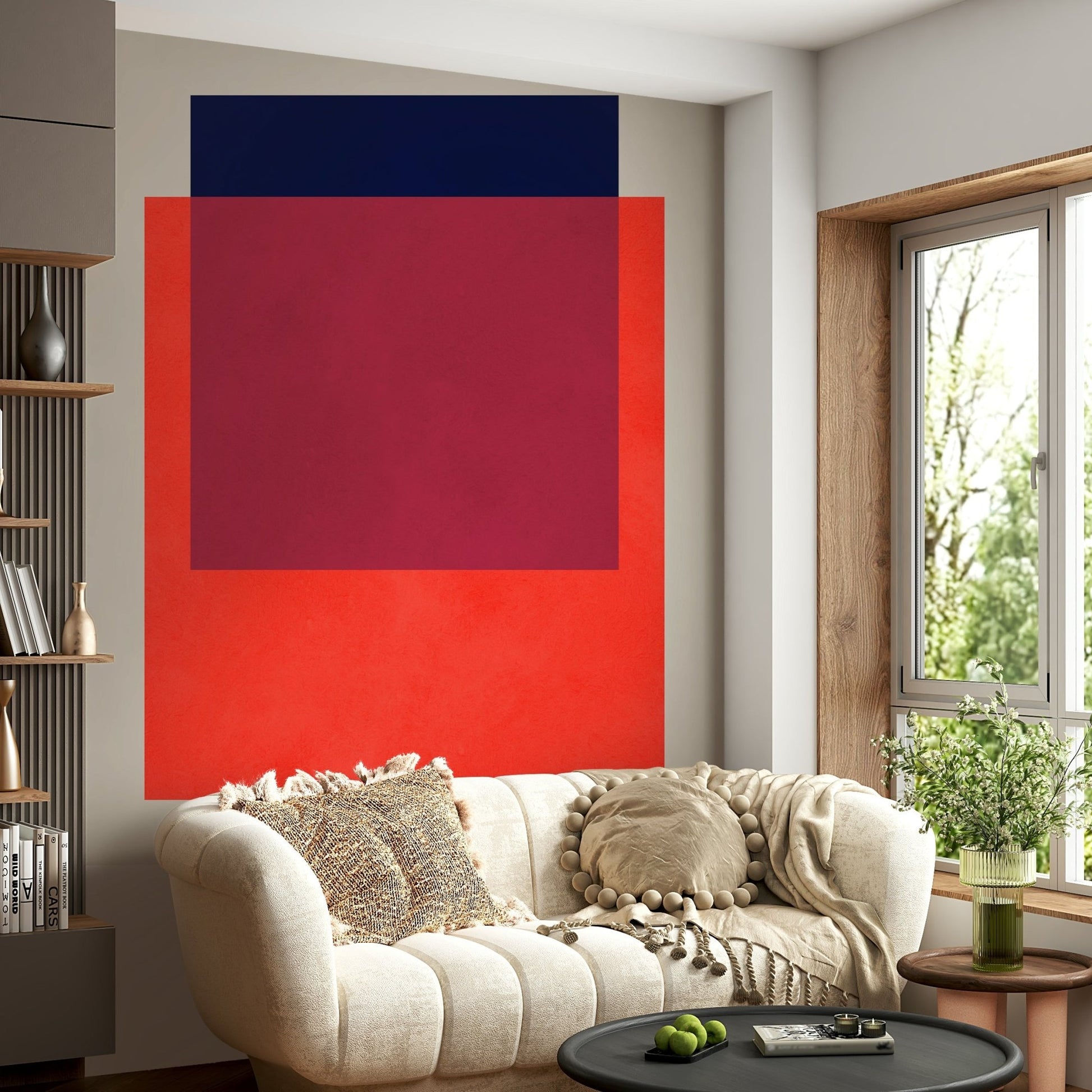 The colors are soft, muted tones of deep ochre, burnt sienna, olive green, muted teal, and dusty rose. GD3422

