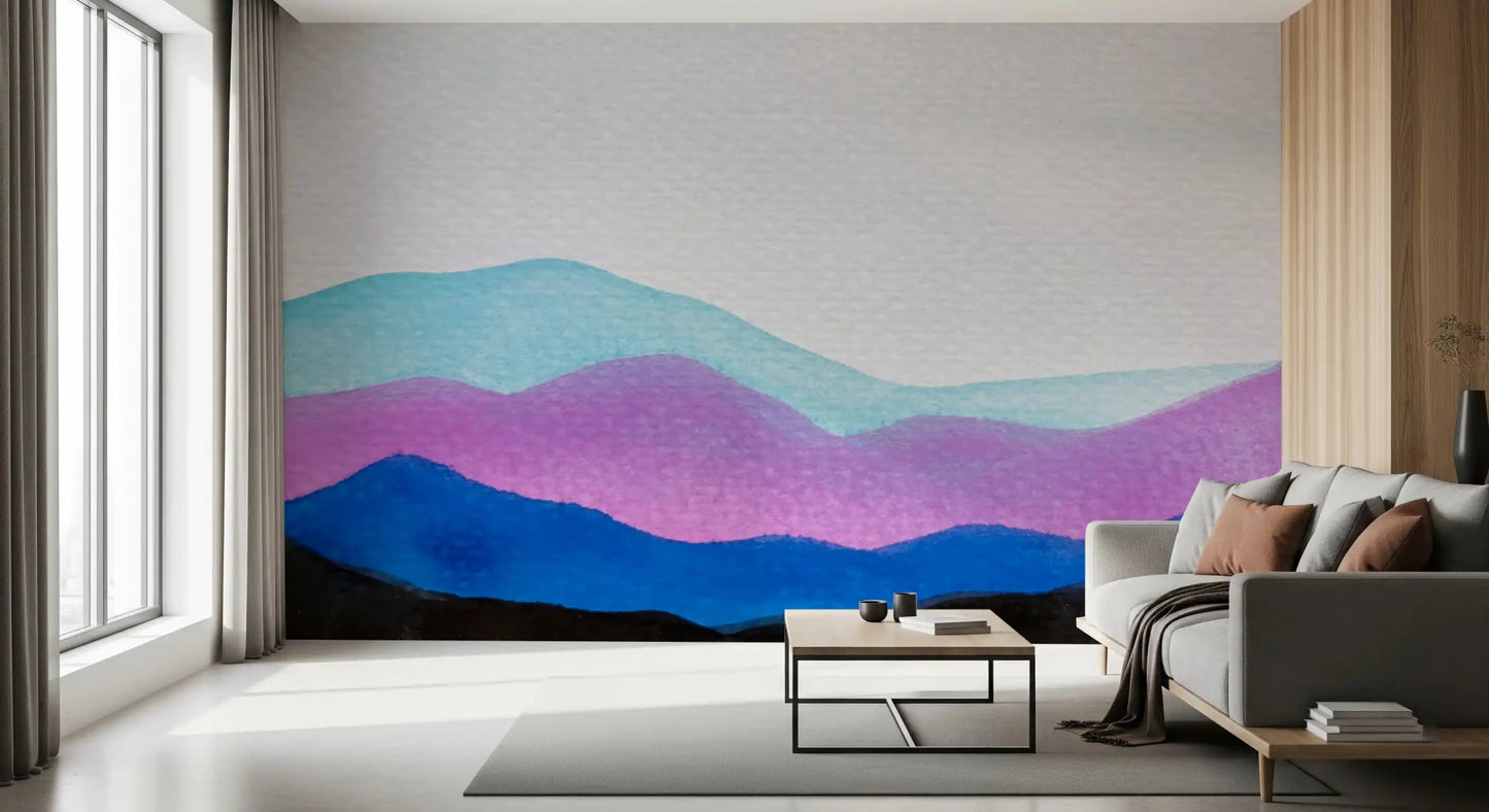 Pastel landscape styling gives Colorflow Mountain Dream wall mural gentle depth, GD9267