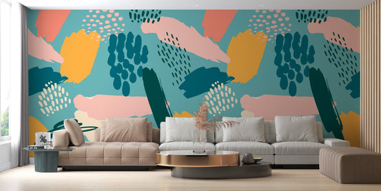 Multicolour abstract shapes wallpaper A947