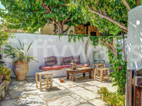 Sunroom with Colorful Backyard Patio Wall Mural and a colorful outdoor setting, GD8893