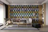 Elegant mosaic quilt wallpaper ideal for home or office decor., AN105