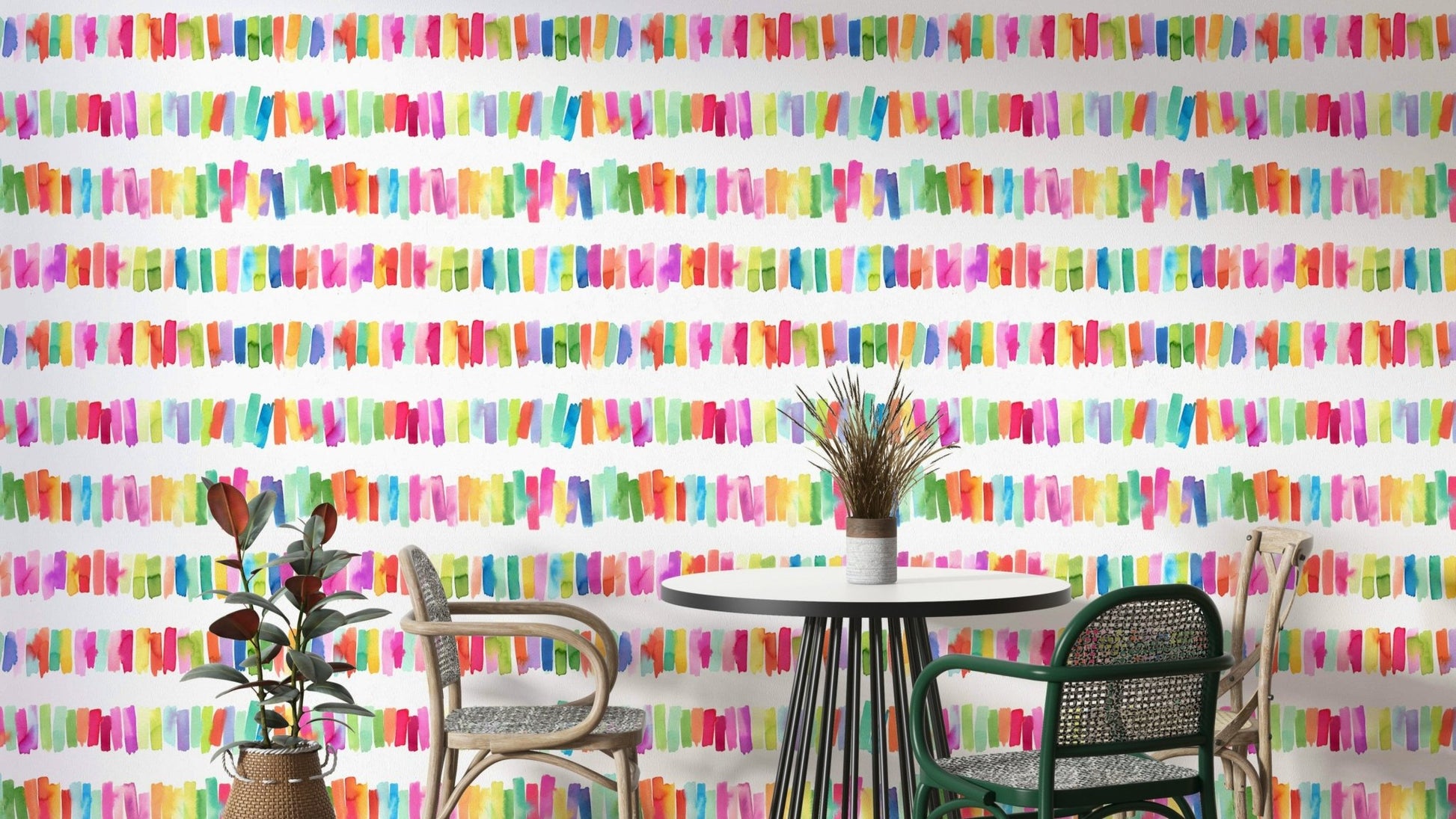 Rainbow brushstroke wall mural

