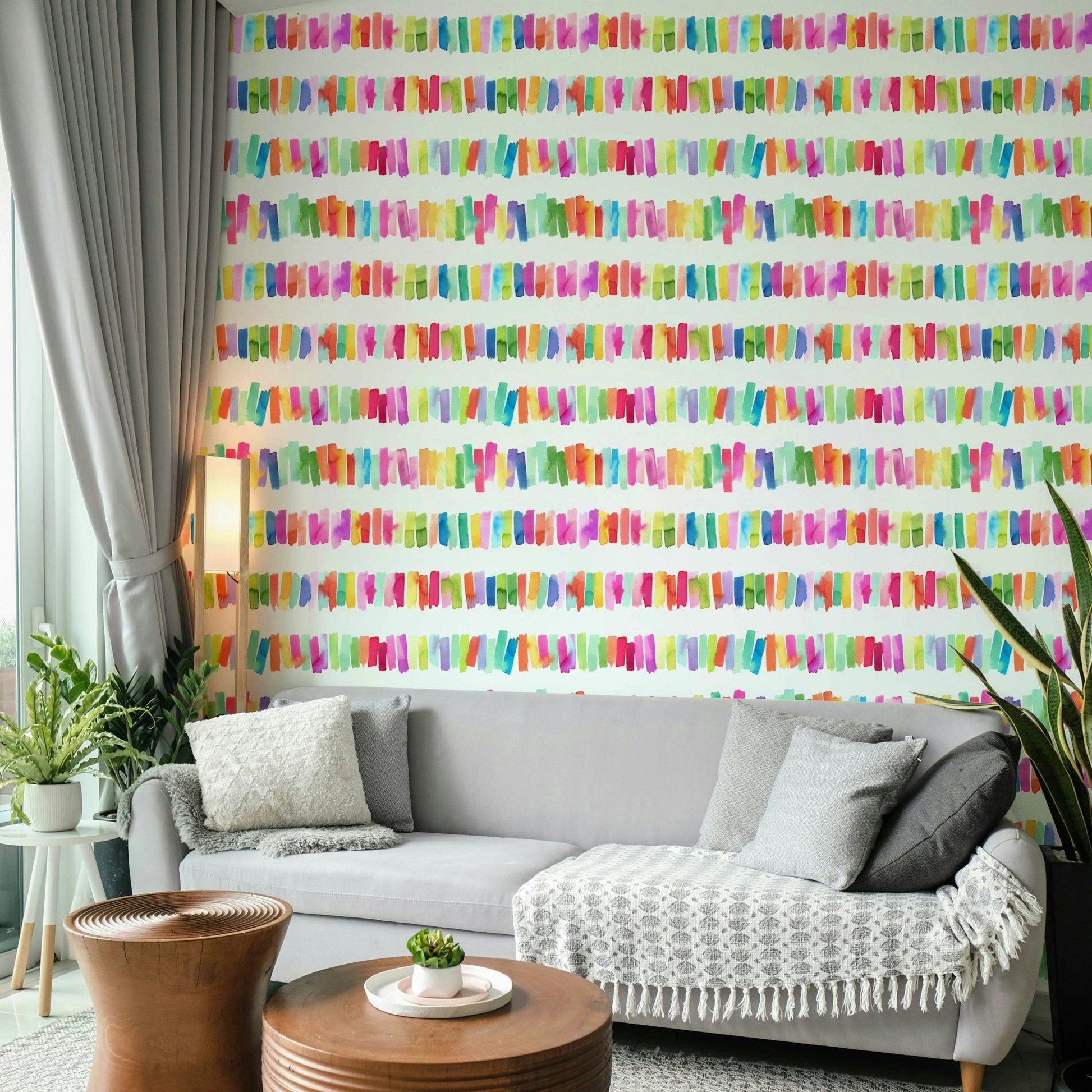 Watercolor stripe wall mural

