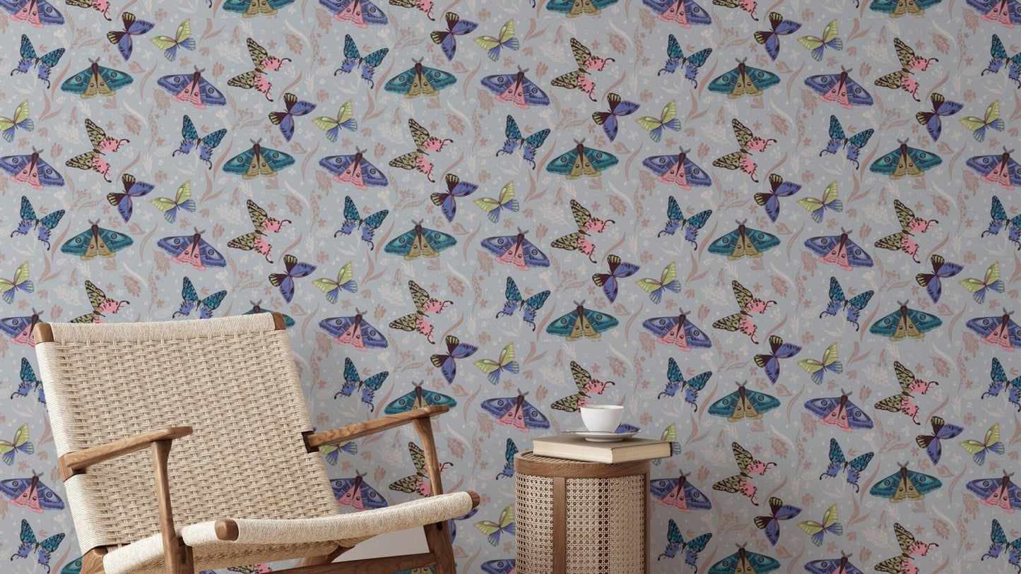 Whimsical butterfly pattern wallpaper with bold, colorful designs. NI13
