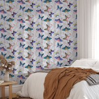 Vibrant colorful butterfly pattern wallpaper mural for lively walls. NI13
