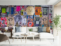 Energetic wall design with colorful layers

