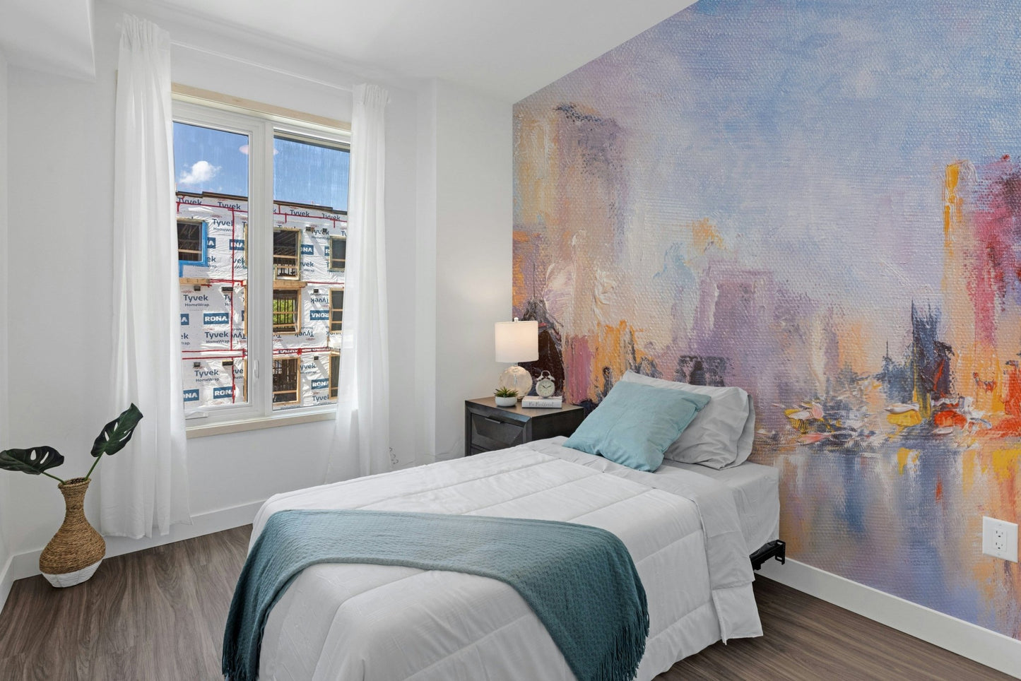 City Skyline Oil Paint easy to apply wallpaper A705